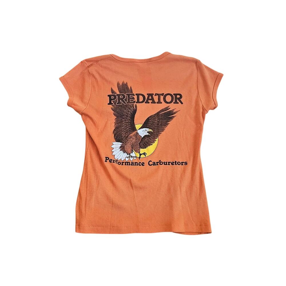 Predator Eagle Double Sided Graphic Black Orange T-shirt Womens Sz L 1980s